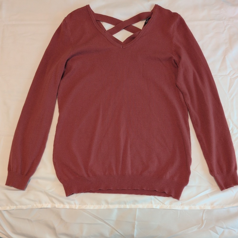 Love Ellie Burgundy Coquette Long Sleeve Artsy Sweater Sz M Office Workwear